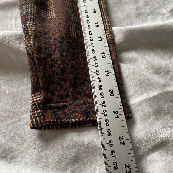 Bechamel Petites Women's Brown Long Sleeve Patchwork Button Up Shirt Size PM - Picture 8 of 10